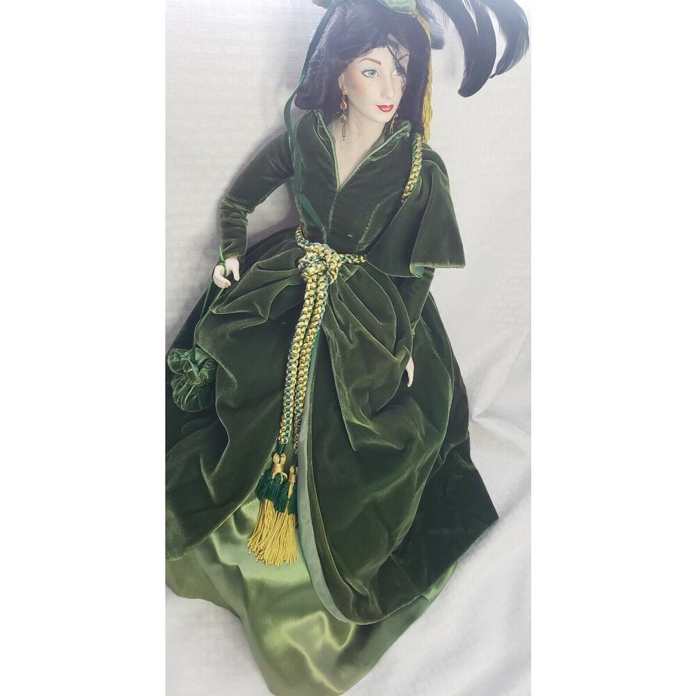 Scarlett O'Hara In Green Drapery Dress Franklin Porcelain Heirloom 22" Doll